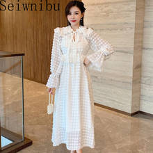 Bohemian Style Dress For Women O Neck Petal Long Sleeve High Waist Patchwork Appliques Designer Dresses Female 2020 Clothing 2024 - buy cheap