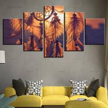 5 Pieces Sunset Feather Landscape Hd Printed Wedding Decoration Pictures Modern for Living Room Canvas Painting Without Frame 2024 - buy cheap