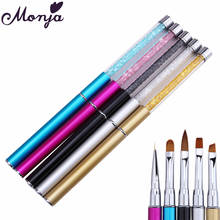 Monja 5 видов кистей для дизайна ногтей, акриловая жидкая УФ-гелевая ручка, ручка для рисования цветов, полосатая ручка для сережек, инструмент для маникюра 2022 - купить недорого