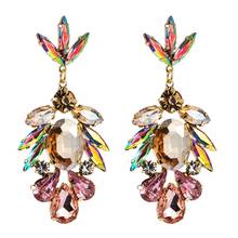 Long Colorful Crystal Drop Dangle Earrings Bohemian Trendy Hanging Rhinestone Earrings Women Fashion Wedding Party Charm Jewelry 2022 - buy cheap