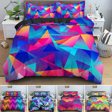 Retro Morden Color Neon Geometric Psychedelic Bedding Set Single King Queen Quilt Duvet Cover Pillowcase 2/3pcs Bedclothes 2024 - buy cheap