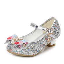 2021 Girls Shoes Princess Kids Leather Shoes For Girl High Heels Fashion Sequins Glitter Casual Party Shoes For Children Wedding 2024 - buy cheap