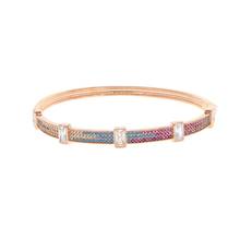 Wide band red blue black Colorful small CZ stone bangle for women lucky BOHO square white CZ fashion trendy 60mm bracelet 2024 - buy cheap