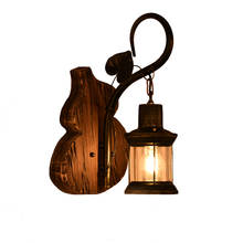 Retro Industrial Wooden Wall Lamp Personality Snack Wine Bar Cafe Decoration Sconce Corridor Yard Creative Antique Wall Light 2024 - buy cheap