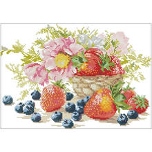 Strawberry and flower basket counted 11CT 14CT 18CT Cross Stitch Set DIY Cross-stitch Kits Embroidery Needlework Home Decor 2024 - buy cheap