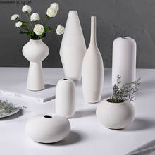 Vaso de cerâmica branco, estilo nórdico, criativo, minimalista, para sala de estar, arranjo de flores secas, decoração moderna para casa 2024 - compre barato