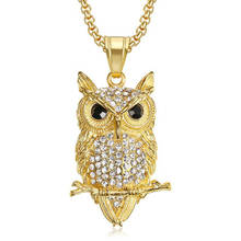 Stainless Steel Hip Hop Animal Bird Owl Pendant Necklace Zircon Stone Pave Owl Night Bird Necklaces Jewelry Gift For Him 2024 - buy cheap