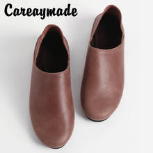 CareaymadePure-zapatos planos hechos a mano para mujer, de cuero genuino, retro boca poco profunda, zapatos de cuero Zen antiguos cómodos, 2 colores 2024 - compra barato