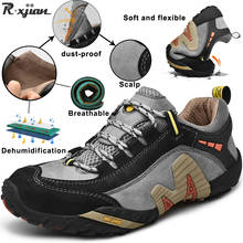 Мужские Нескользящие походные ботинки R.xjian, уличная походная обувь, водонепроницаемые, дышащие, непромокаемые и теплые зимние ботинки 2024 - купить недорого