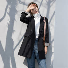 2020 Fashion Black Suit Jacket Women Spring Autumn Long Blazers new Korean British style chic Blazers Suits Female Top b436 2024 - buy cheap