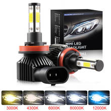 Lâmpada led para farol de carro, 2 peças, 360 lm, h7, h11, 9005 graus, h1, h4, h8, h9, 9006, hb3, 6000, hb4, 8000k, luz de neblina 2024 - compre barato