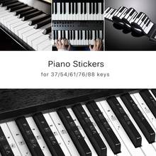 Adesivos de piano, 54/61/88 teclas, teclado piano transparente, eletrônico, adesivo de piano, note stave, teclado de pvc acessórios l9n8 2024 - compre barato