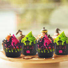 Enfeite de muffin vazado e engraçado, decoração de festa ou festival para halloween com 12 peças 2024 - compre barato