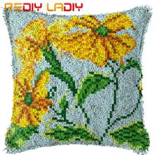 Registro biestable cojín de gancho Daisy flores impreso cojín Lona de acrílico hilo Crochet almohada Set de fundas Hobby y manualidades decoración para el hogar 2024 - compra barato