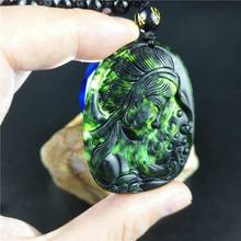 Сертифицированное китайское ожерелье из натурального черного и зеленого нефрита, красивое ожерелье, модные очаровательные украшения, аксессуары, резной амулет на удачу 2024 - купить недорого