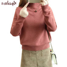 Fdfula suéter feminino para inverno, pulôver quente grosso suéter feminino de malha com gola alta de cashmere para mulheres 2024 - compre barato
