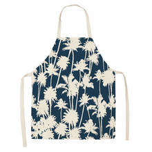 Linen Aprons Coconut Tree Plant Printed Cotton Apron Bibs for Women Barbecue Cooking Baking Cleaning Aprons Kitchen Apron 2024 - buy cheap