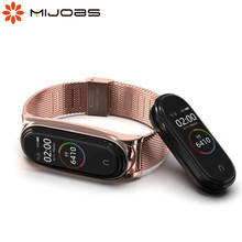 Pulseira para xiaomi mi band 5, 6, 5, 4, 3, pulseira de metal, correia milanês 2024 - compre barato