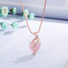 Exquisito collar con colgante en forma de corazón de oro rosa para mujer, joyería de cristal para fiesta de boda, regalo romántico de San Valentín 2024 - compra barato