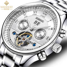 Wishdoit relógio masculino topo da marca de luxo relógio mecânico casual couro aço inoxidável relógio masculino moda cronógrafo 2024 - compre barato