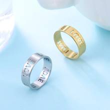 Teamer Letter Love Heart Ring for Couple Stainless Steel Women's Rings Men Engagement Wedding Jewelry Gift Star Moon Gold Plated 2024 - buy cheap