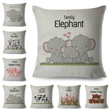 Cute Cartoon Animal Cushion Cover for Children Room Sofa Decor Loverly Boar Elephant Dog Pillow Case Pig Cow Family Pillowcase 2024 - buy cheap