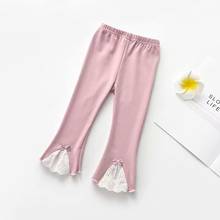 Calças leggings de algodão para bebês recém-nascidos, calças casuais com babados e laços para meninas primavera e outono 2024 - compre barato