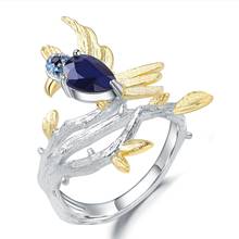 Женское кольцо gemb's BALLET, Винтажное кольцо из серебра 925 пробы с синим сапфиром, 0,65 карат, ручная работа 2022 - купить недорого