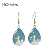 Hot Little Petit Princes and Fox Tear Drop Glass Cabochon French Hook Dangle Earrings Stainless Steel Jewelry 2024 - buy cheap