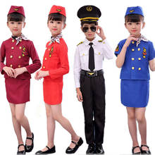 Uniforme de la Fuerza Aérea para niños, disfraz para fiesta de carnaval, actuación de equipo de Halloween, avión de lujo, Capitán piloto 2024 - compra barato