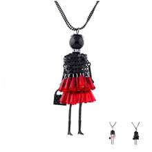Fashion Long Red Black Girl Doll Beads Pendant Necklace For Women Girl Exaggerate Crystal Tomentum Figure Necklace Jewelry Gift 2024 - buy cheap