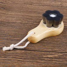 Escova de limpeza de esfoliação de bambu, cabo de madeira, ferramenta de cuidados com a pele do rosto, fibra de carvão, limpeza macia de pele, limpador de poros 2024 - compre barato