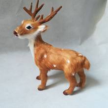 Simulaltion deer brinquedo plástico & real furs modelo cerca de 15x20cm sika deer, decoração de casa presente de natal w5775 2024 - compre barato