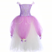 Vestido de princesa sofia sofia, vestido de tule para baile de crianças 1-14 anos, vestido infantil para festa de aniversário, carnaval e halloween 2024 - compre barato