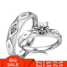 2 Rings Couple Promise ring Silver Color AAA cz Lovers Engagement Wedding band Rings for women Statement Jewelry Sizeable 2024 - buy cheap
