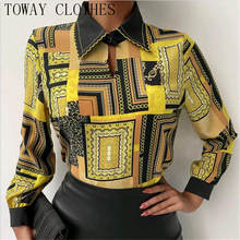 Women Turn-down Collar Baroque Leopard Chains Animal Print Long Sleeve Shirt Cotton Blouse 2024 - buy cheap