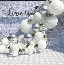 Balloons Garland Global White Silver 4D Silver Confetti Balloon Arch Birthday Baby Shower Wedding Anniversary Party Decorations 2024 - buy cheap