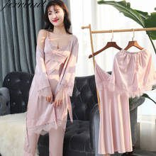 Queenral Sexy Pyjamas Women Sleepwear Silk Pajamas Women Summer Pyjama Femme  Lace Pajamas  Pidzama Damska  Home Clothes Set 2024 - buy cheap