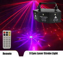 Luz estroboscópica láser para discoteca, dispositivo de iluminación de escenario con 9 ojos, RGB, DMX512, para Dj, noche, boda, Club KTV 2024 - compra barato