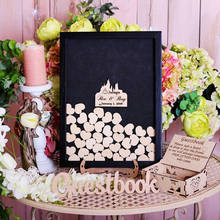 Libro de invitados de madera, caja de sombra de corazones de cumpleaños, marco de libro de invitados de boda 2024 - compra barato