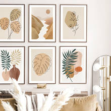 Jarrones de plantas abstractas Monstera Line Valley, arte de pared de hoja de flor, impresión en lienzo, pintura nórdica, póster, decoración, imagen para sala de estar 2024 - compra barato