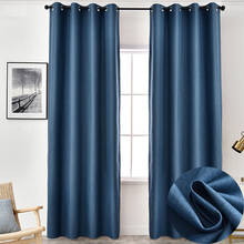 Janela moderna cortina azul grosso algodão linho cortina para sala de estar quarto upscale cortinas casa decro ag003 #4 2024 - compre barato
