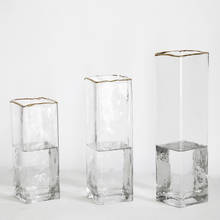 Европейская роскошная стеклянная ваза для цветов Aureate бутылка ваза для цветов узкое настольное украшение для дома квадратная ваза 2024 - купить недорого