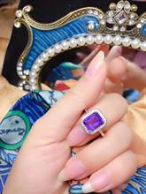 Стихийных бедствий и настоящий Аметист Свадебные Обручение кольца для Для женщин 925 пробы Серебряное кольцо 2024 - купить недорого