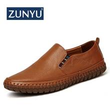 Мужские туфли ZUNYU из натуральной кожи, модная повседневная обувь с круглым носком, мужские лоферы, большие размеры, слипоны, плоская подошва, дышащая обувь для прогулок 2024 - купить недорого