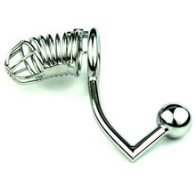 Metal Cock Rings Penis Cage With Anal Hook Butt Plug Cbt BDSM Bondage Lock Male Chastity Device Adult Sex Toys For Men Cock Cage 2024 - buy cheap