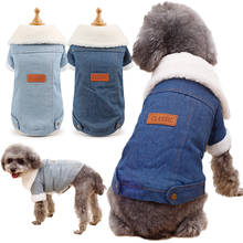 1PC Pet Outfits Dog Denim Coat Jeans Costume Chihuahua Poodle Bichon Pet Clothing Comfortable Winter Dog Jacket Warm Soft 2024 - buy cheap