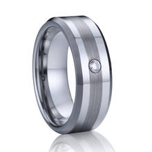 Alliance Tungsten ring with CZ stone silver color women jewelry wedding band men's ring  USA size 6 to size 13 2024 - buy cheap