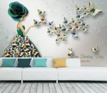 Papel de parede 3d três-relevo borboleta dimensional dançarino foto murais da parede sala de estar tv sofá decoração de casa pintura de parede 3d 2024 - compre barato