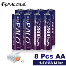 PALO-batería de iones de litio recargable, pila de voltaje constante de 1,5 V, AA, 2800mWh, 1,5 V, con luz LED para cámara, linterna, Juguetes 2024 - compra barato